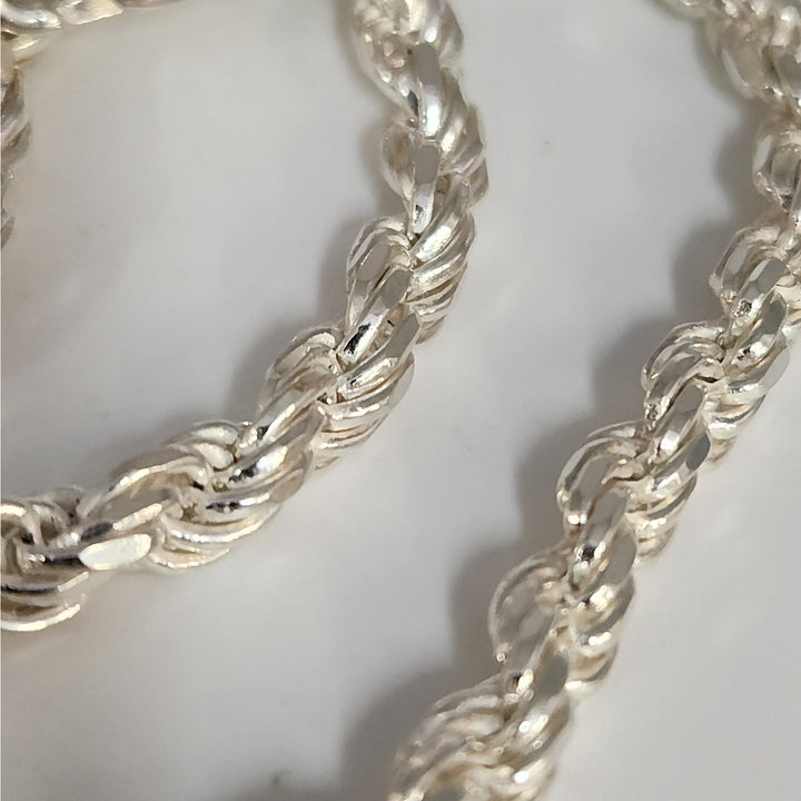 Heavy solid 925 Sterling Silver Byzantine Rope Chain Necklace 24" 4.9mm 66g
