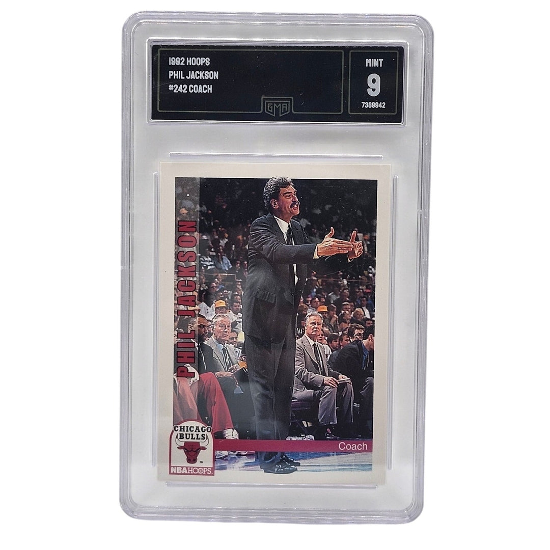 1992 Hoops Phil Jackson #242 Chicago Bulls Coach GMA 9 Mint Graded Basketball Card