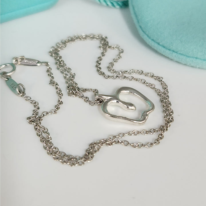 Tiffany & Co. Elsa Peretti Apple Necklace Sterling Silver 925 Pendant Box Pouch