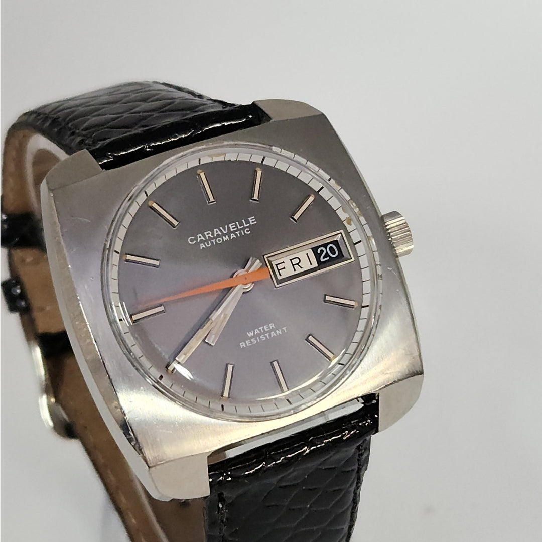 Vintage 1970s Caravelle by Bulova Automatic Day-Date Watch with Original Box