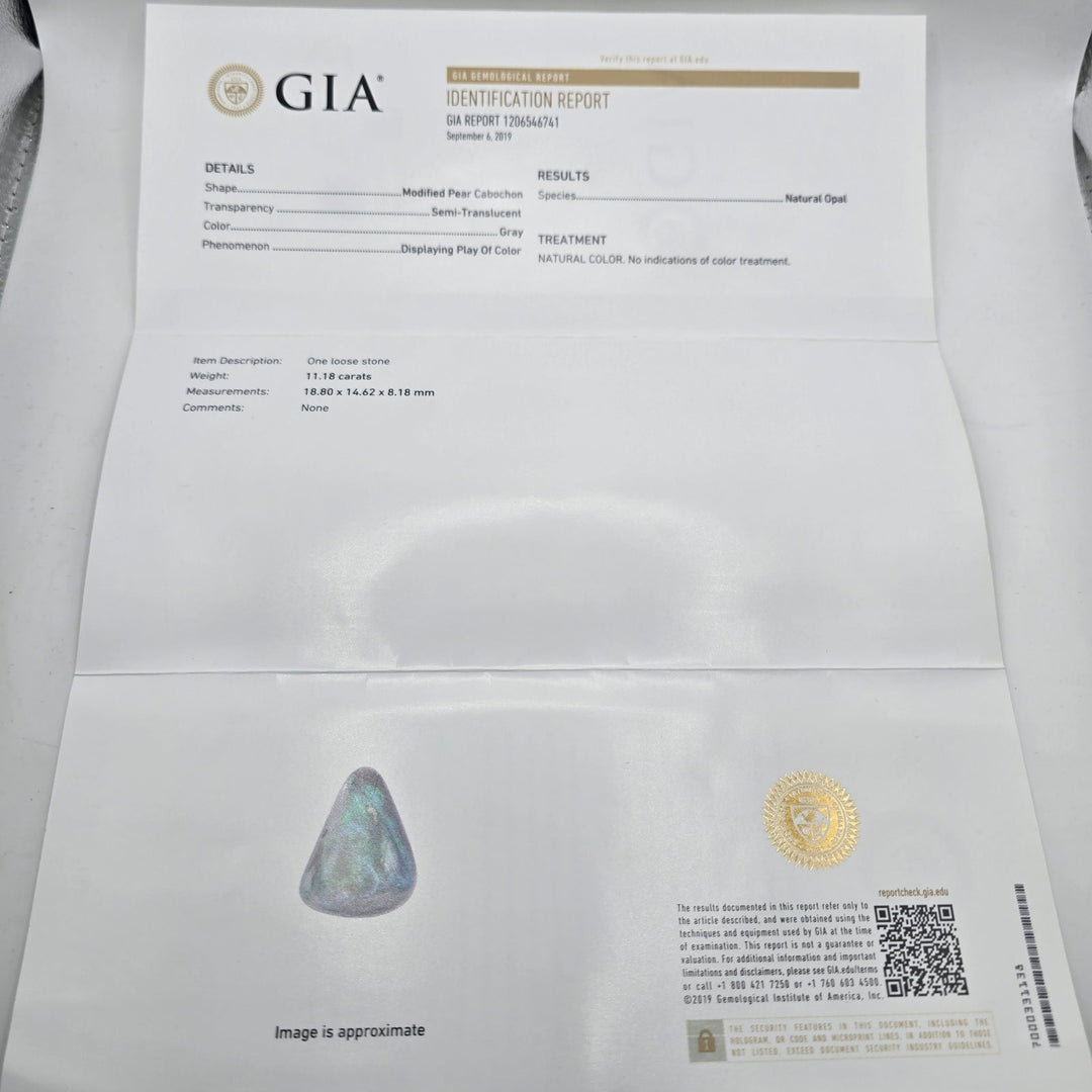 GIA Certified 11.18 CT Natural Gray 14k Opal Rose Gold-Tone Halo Cocktail Ring