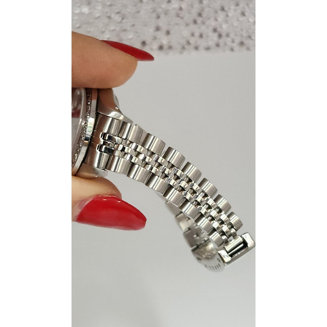 Rolex 26MM Watch Oyster Perpetual Date 69160 Aftermarket Lab Diamonds Bezel