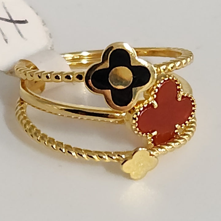 925 Sterling Silver Gold -Tone Clover Stackable Ring Set  size 7