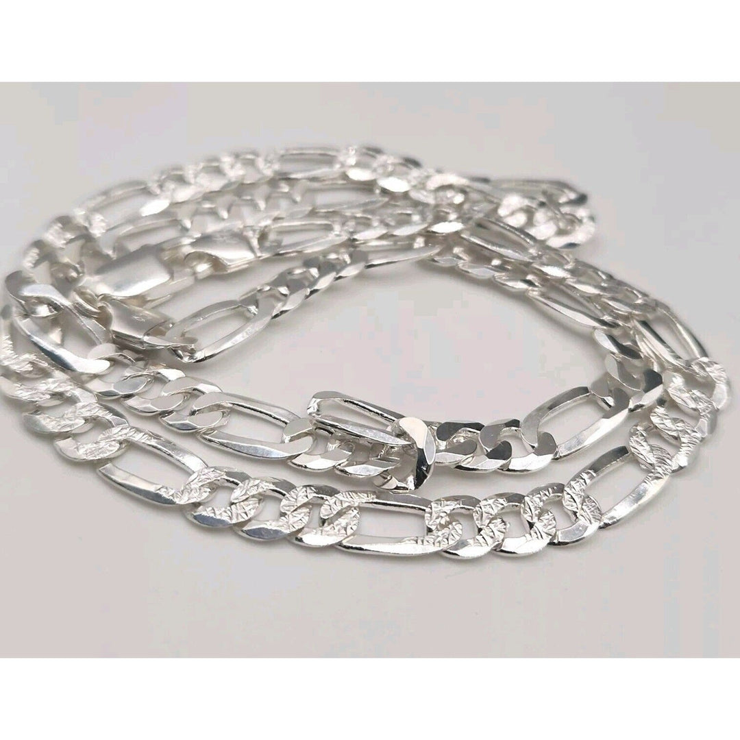 925 Sterling Silver Figaro's Chain Necklace 20"A