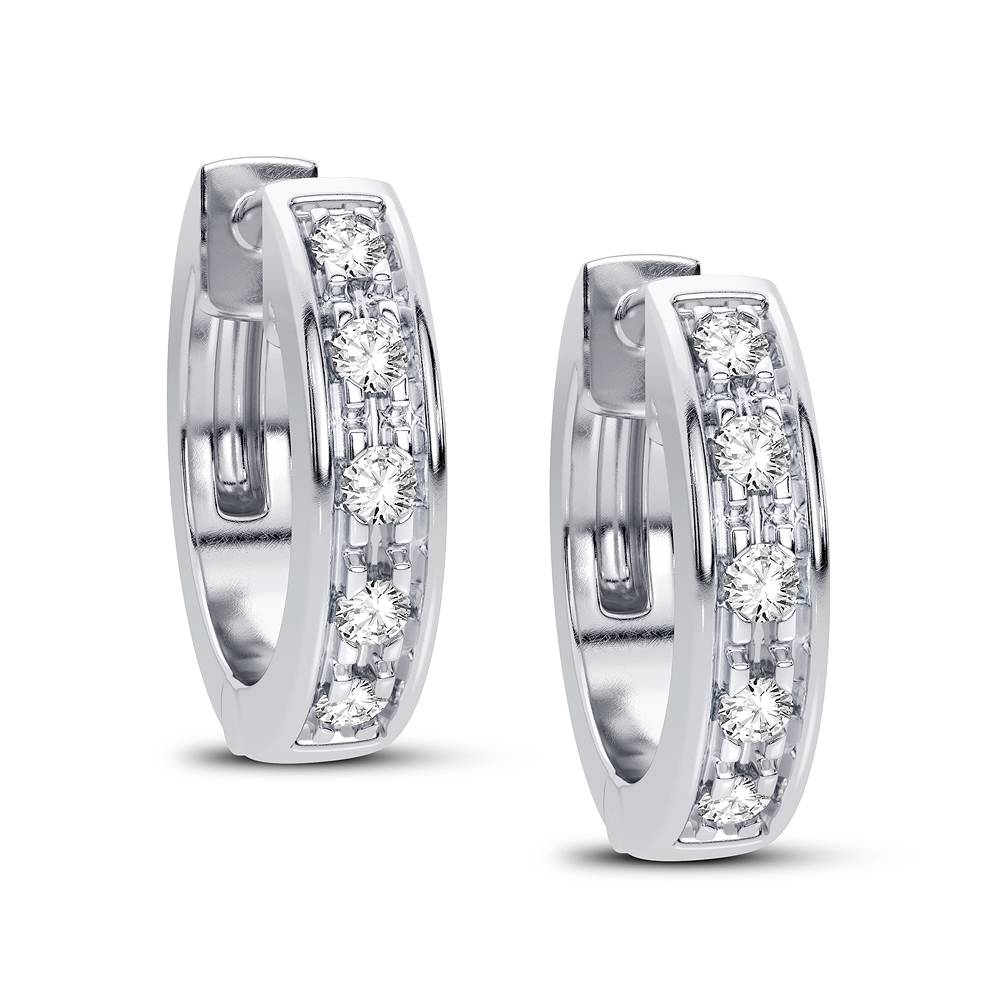 10k White Gold Lab Diamond Hoop Earrings for Women