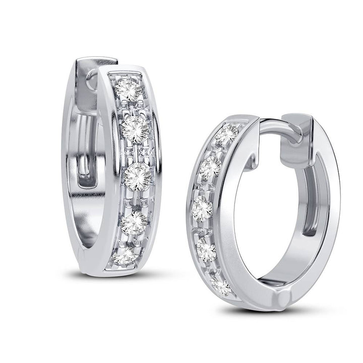10k White Gold Lab Diamond Hoop Earrings for Women