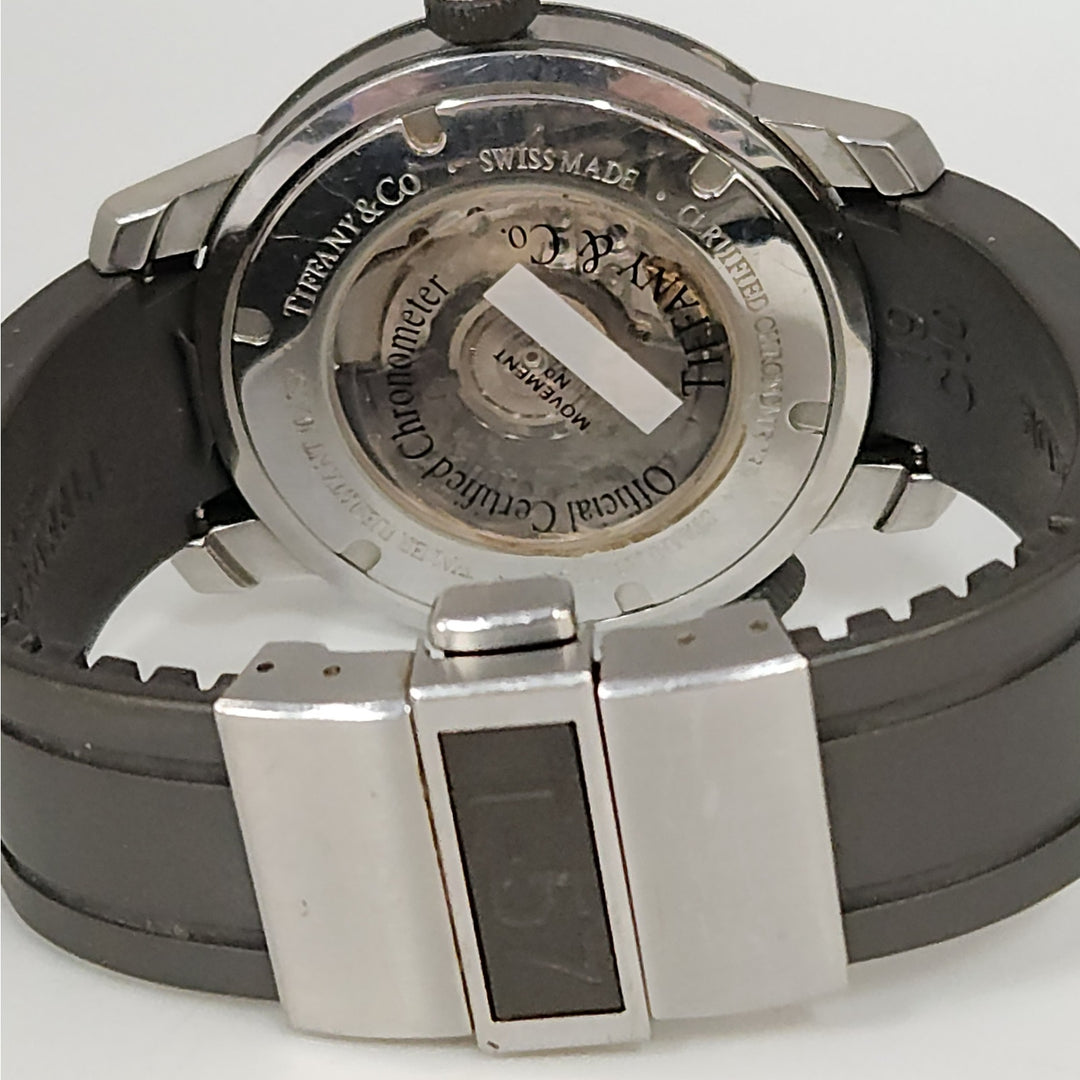 Tiffany & Co. T-57 Automatic Chronometer Stainless Steel & Rubber Strap Watch