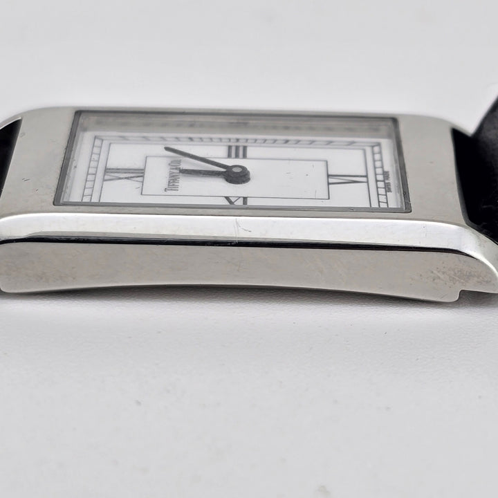 Tiffany & Co Classic Quartz Roman Tank Swiss Made 20mm Ladies Watch Leather Band