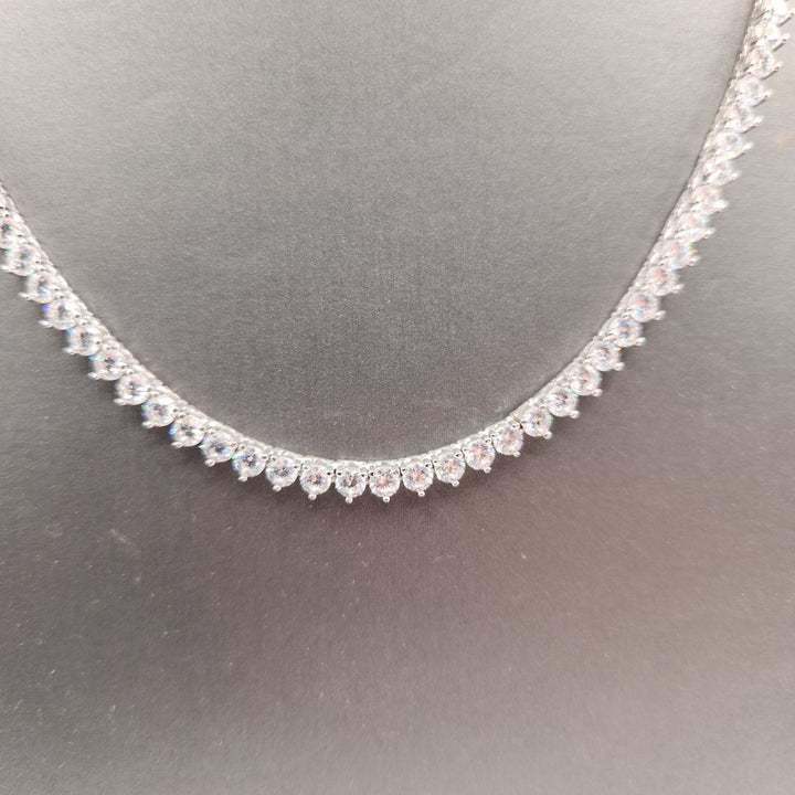 3 Prongs D VVS1 Full Moissanite Tennis Necklace 925 Sterling Silver 17"...