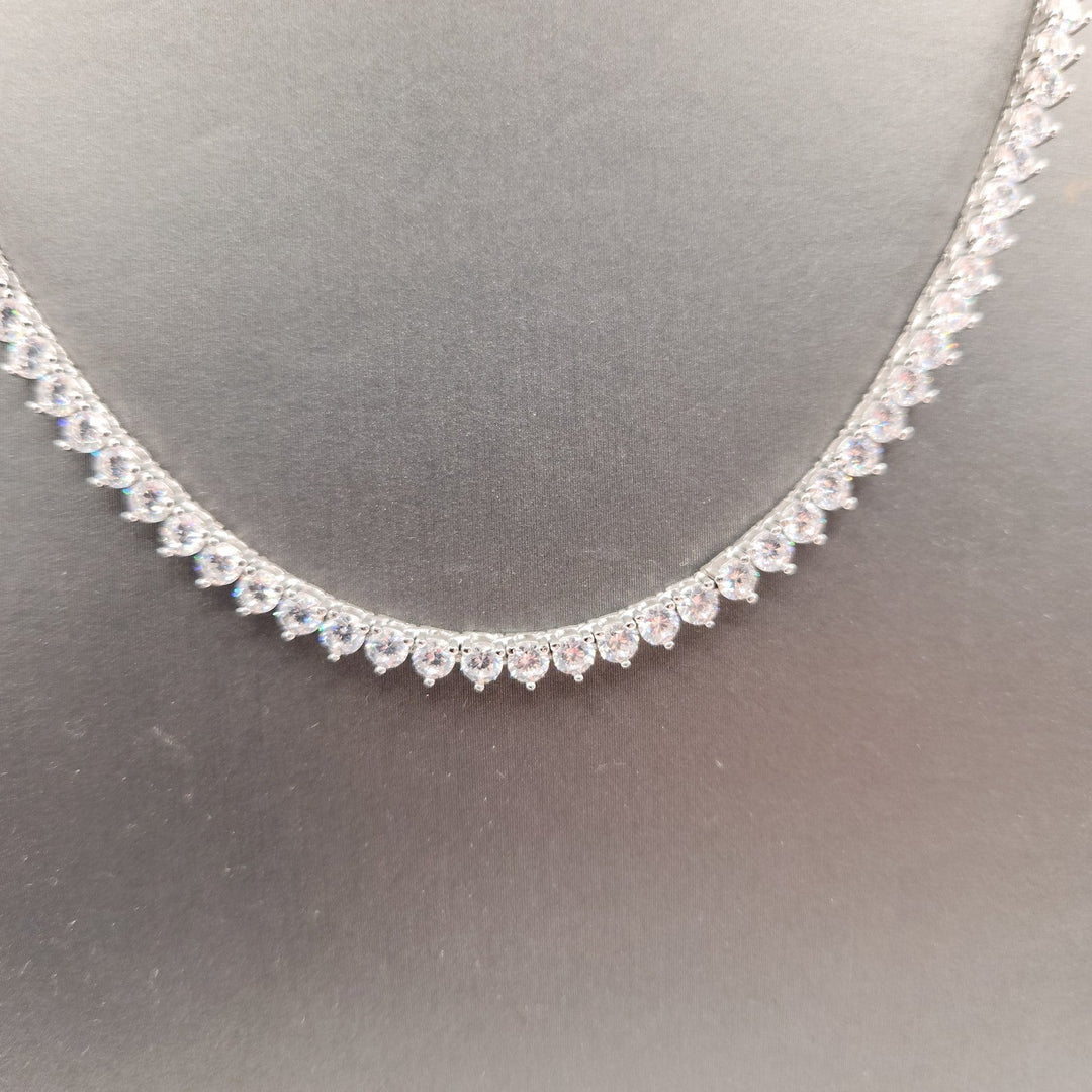 3 Prongs D VVS1 Full Moissanite Tennis Necklace 925 Sterling Silver 17"...
