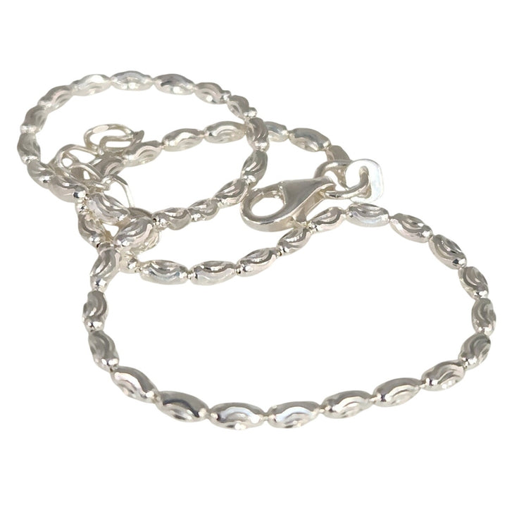Fancy 925 Sterling Silver wave Pattern Anklet 10"