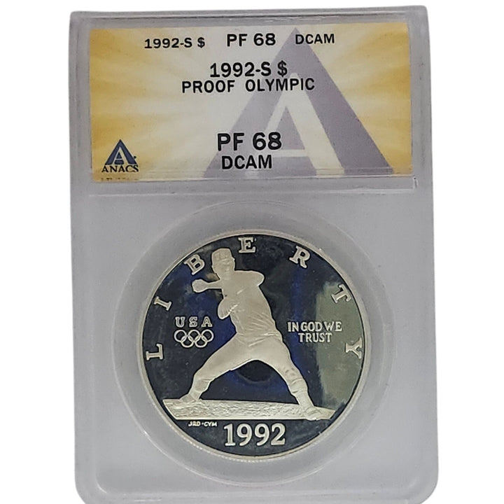 1992-S US Olympic Baseball Commemorative Silver Dollar ANACS PF68 DCAM Proof