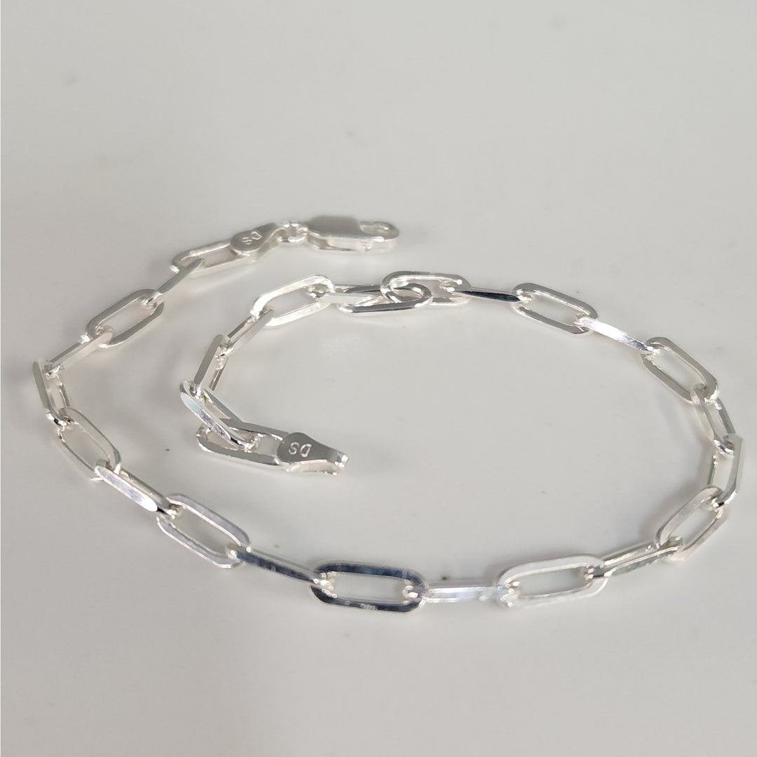 925 sterling silver Paperclip link bracelet 8"