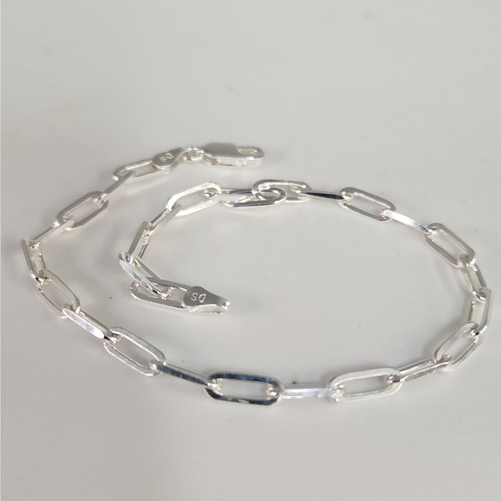 925 sterling silver Paperclip link bracelet 8"