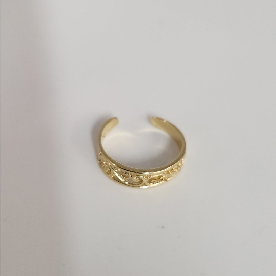 14k Yellow Gold Filigree Adjustable Toe Ring