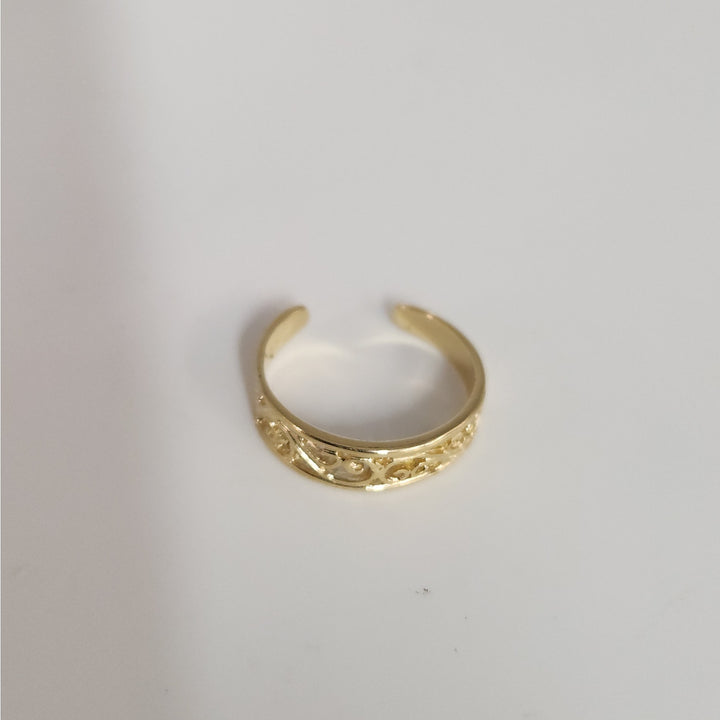 14k Yellow Gold Filigree Adjustable Toe Ring