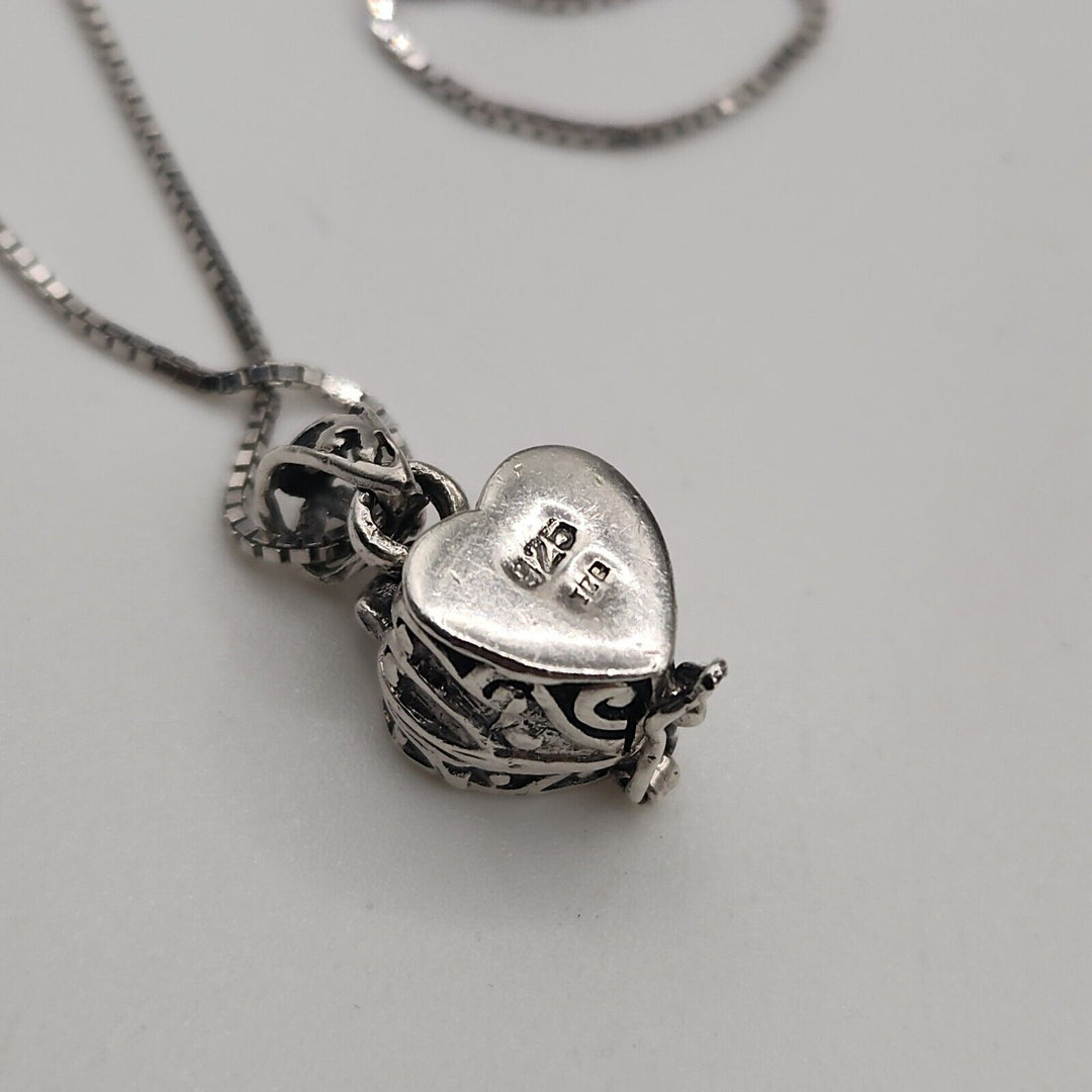 Beautiful 925 sterling silver Heart Lock It pendant necklace 21"