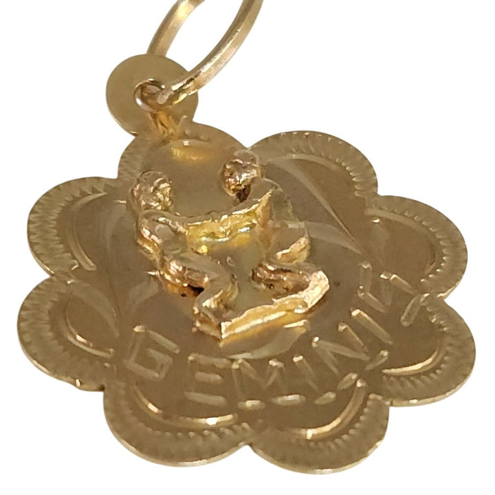 Vintage 14k Yellow Gold Gemini Zodiac Pendant 1.8g