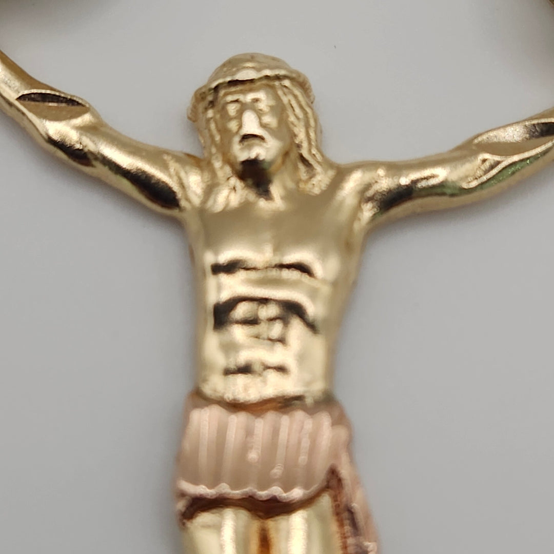 14K Two-Tone Yellow & Rose Gold Jesus Christ Crucifix Body Pendant – 3.9g, 1.75 Inches