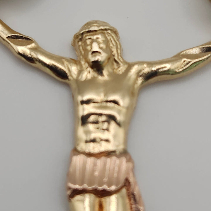 14K Two-Tone Yellow & Rose Gold Jesus Christ Crucifix Body Pendant – 3.9g, 1.75 Inches