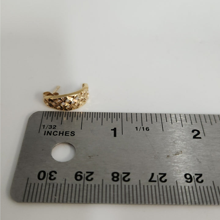 14k Yellow Gold Diamond -Cut Lattice half hope Earrings