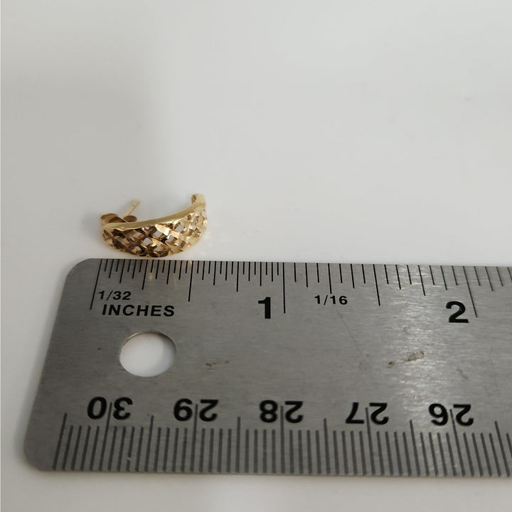 14k Yellow Gold Diamond -Cut Lattice half hope Earrings