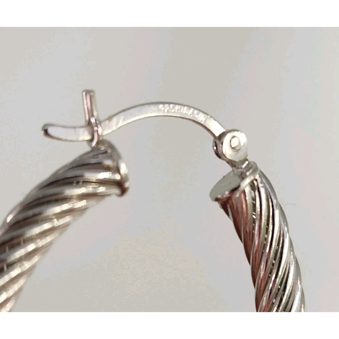 925 Sterling Silver Twisted Textured Hoop Earrings