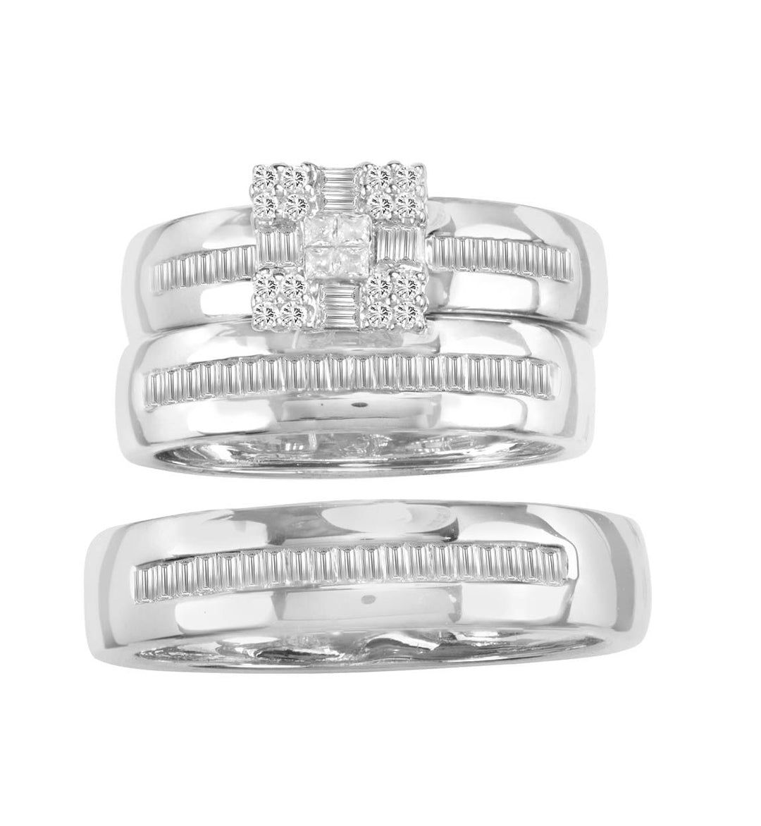 14k White Gold Lab Diamond Trio Set - Chic Ensemble