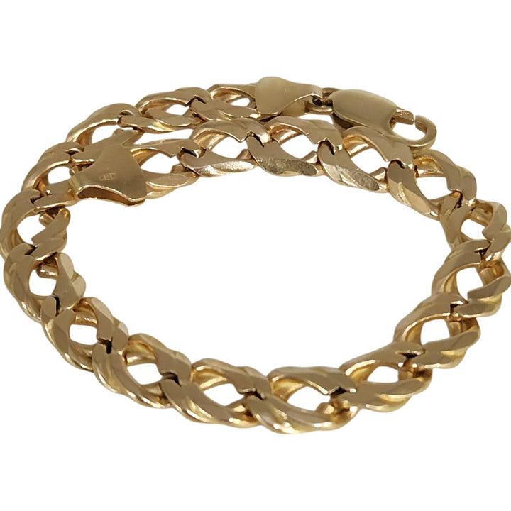 14k Yellow Gold Diamond Cut Cuban Link Bracelet 8"