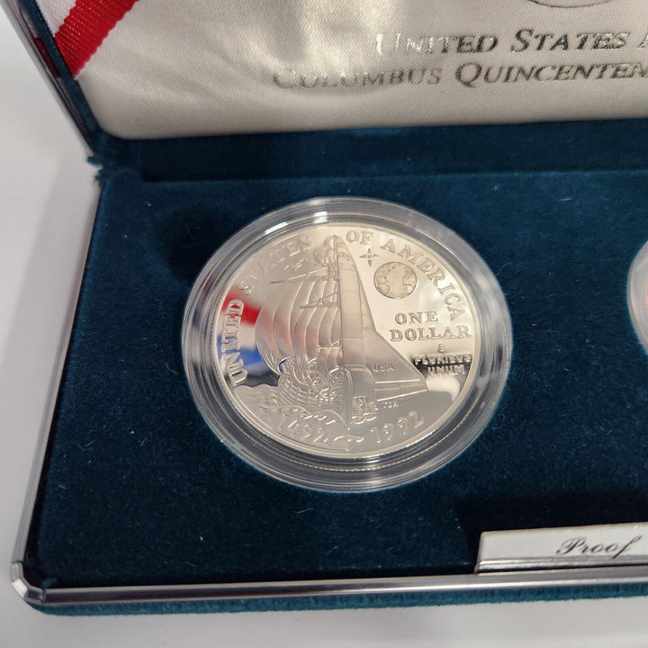 1992 Columbus Quincentenary Proof US Mint Silver Dollar BU Coin With Box