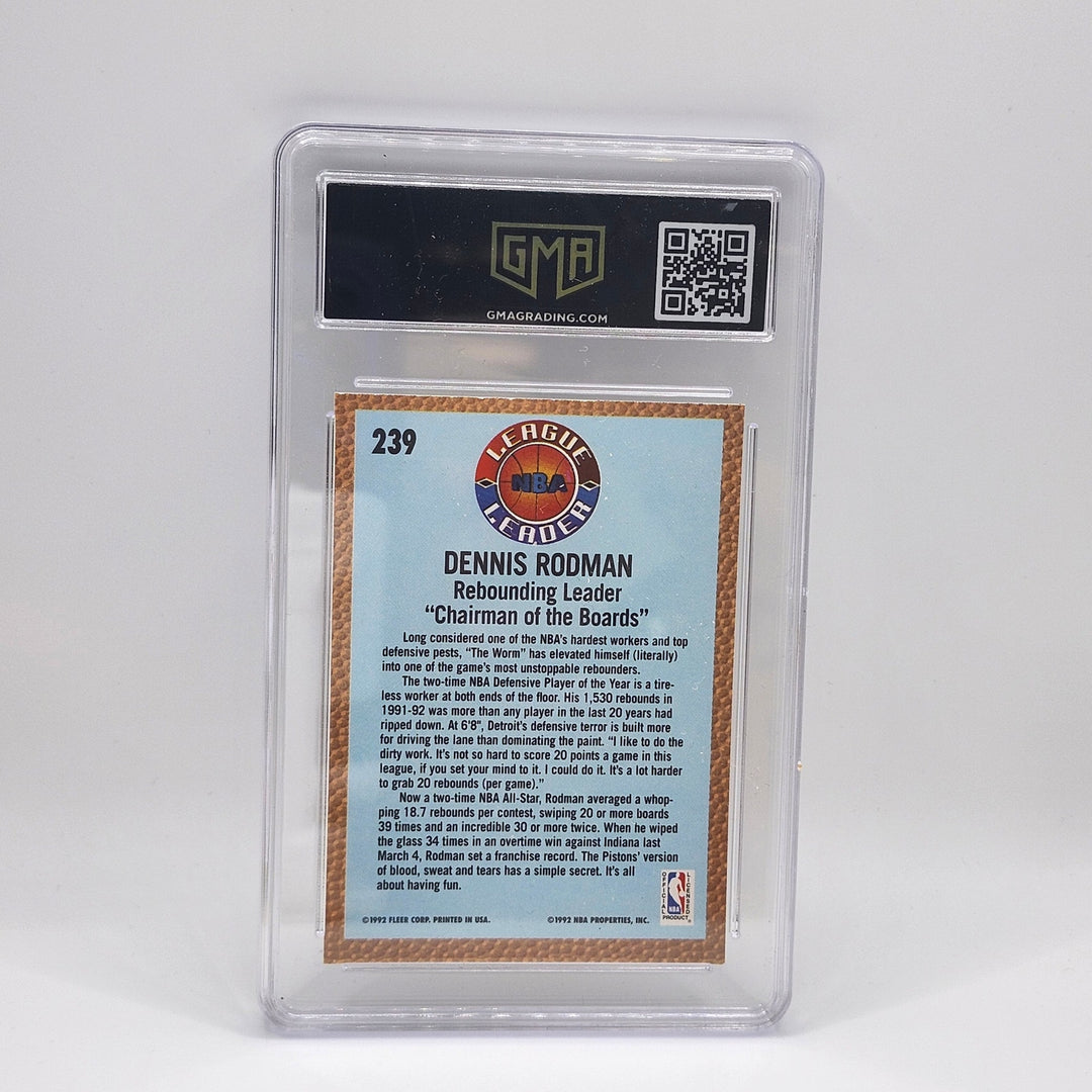 1992 Fleer Dennis Rodman League Leader #239 Detroit Pistons GMA 8 NM-MT Card