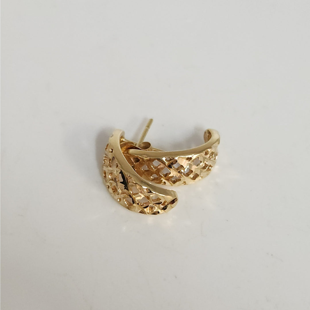 14k Yellow Gold Diamond -Cut Lattice half hope Earrings