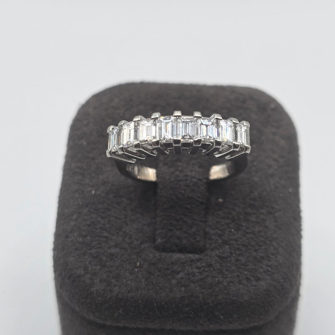 9K White Gold Emerald Cut Diamond Half Eternity Ring .32 CTW 3.5g