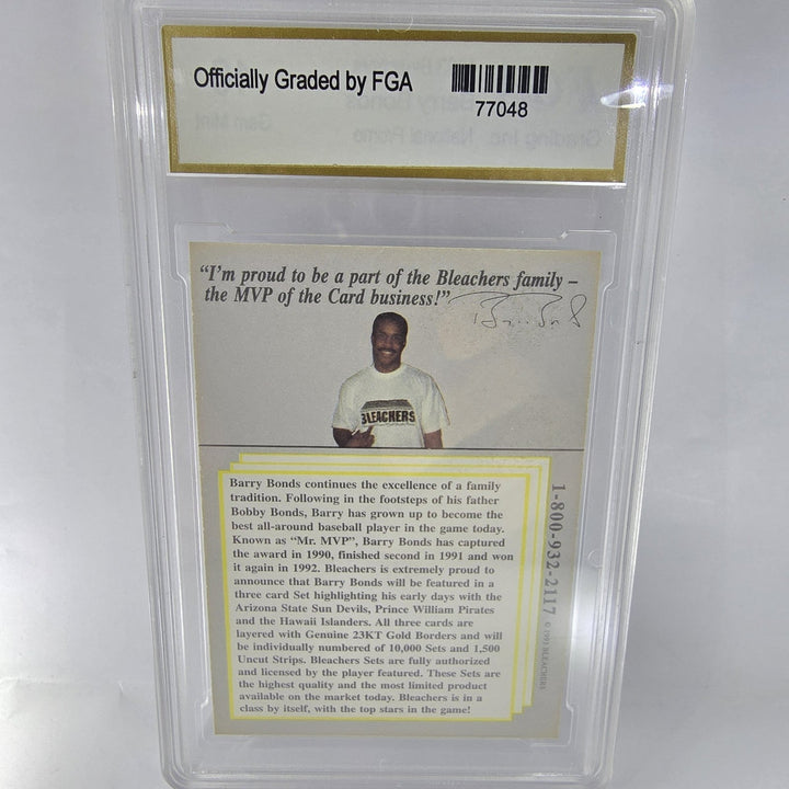 Barry Bonds 1993 Bleachers National Promo 23KT Gold 1/2500 FGA GEM MT 10 B2