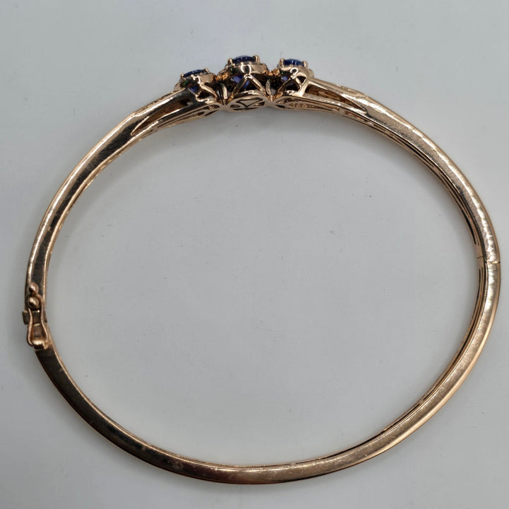 Le Vian 14K Rose Gold Natural Blue Gemstone & Diamond Bangle Bracelet 12.6g
