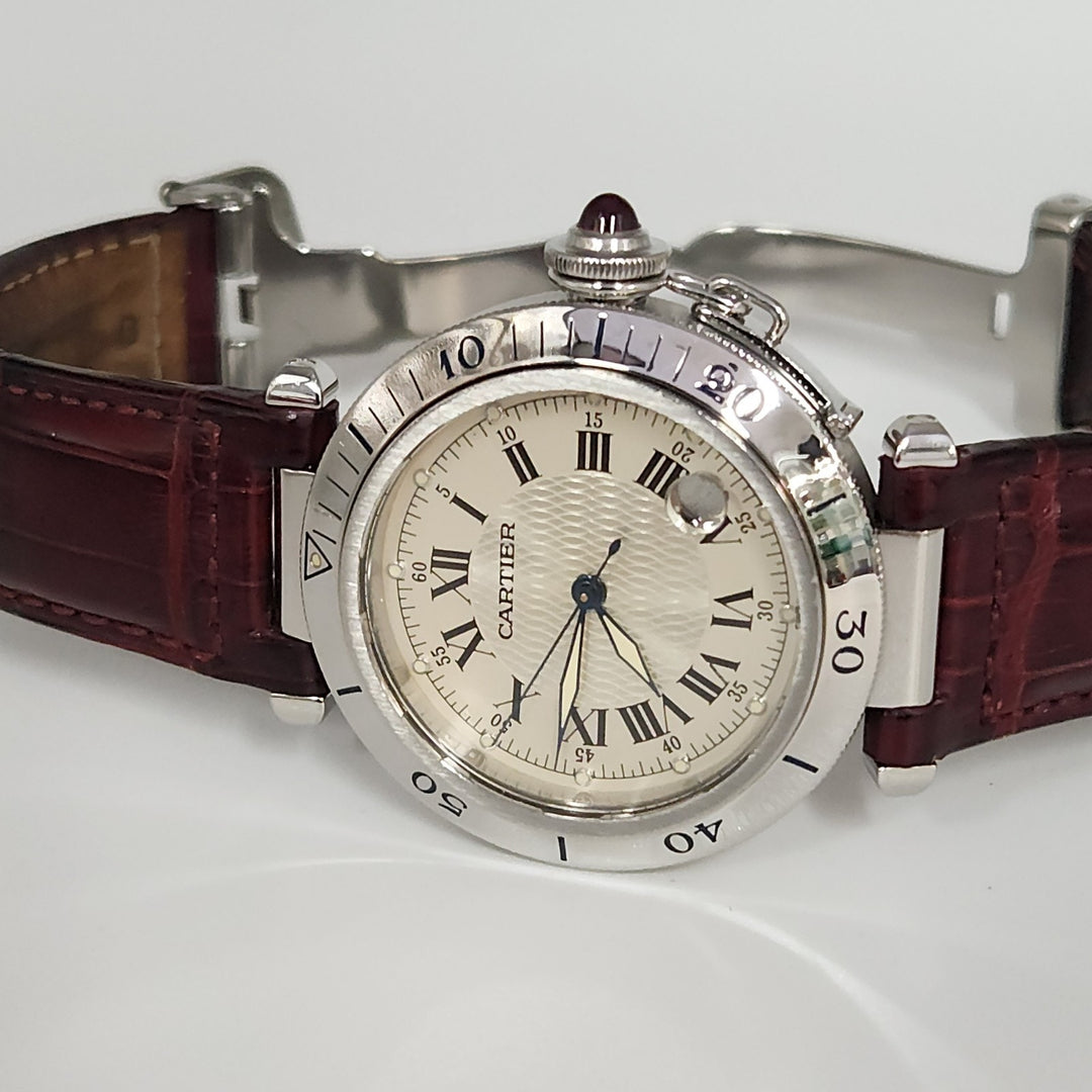 Cartier Pasha Limited 1997 150th Anniversary Automatic Red Cabochon Stainless...