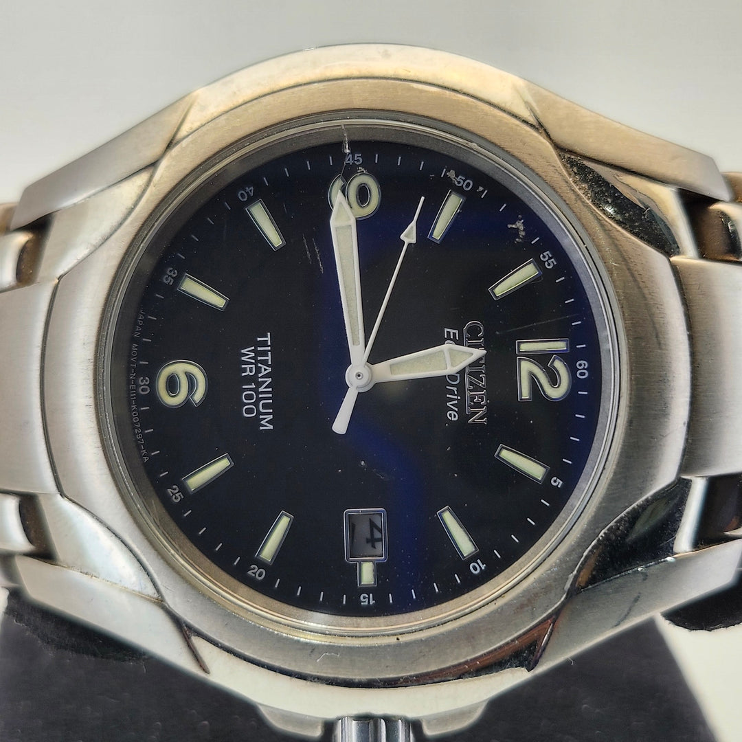 Citizen Eco-Drive Titanium WR100 Black Dial Men's Quartz Solar Watch E111