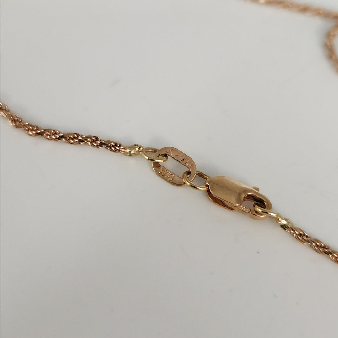 Vintage 14k Rose Gold Italy 18" Rope Necklace with Flower Pendant