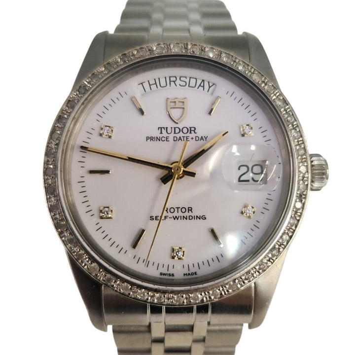 Tudor Prince Date+Day 94613 Automatic Diamond Dial aftermarket Bezel & Bracelet