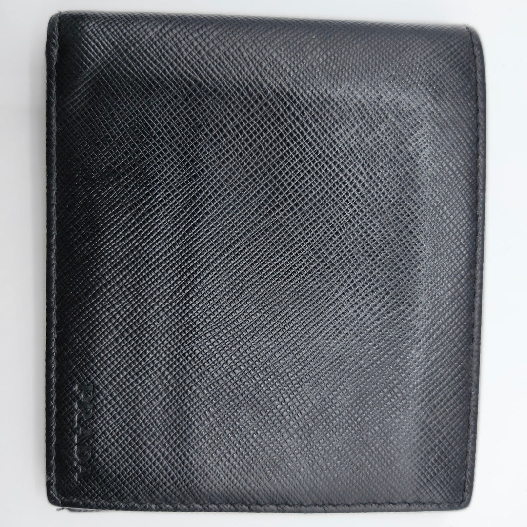 Prada Black Saffiano Leather Men's Bi-Fold Wallet w/ Box & Card