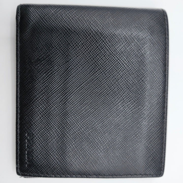 Prada Black Saffiano Leather Men's Bi-Fold Wallet w/ Box & Card