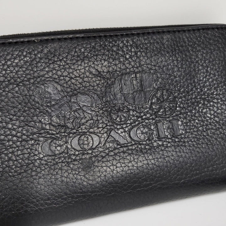 Coach Women's Zip Around Black Large Phone Wallet