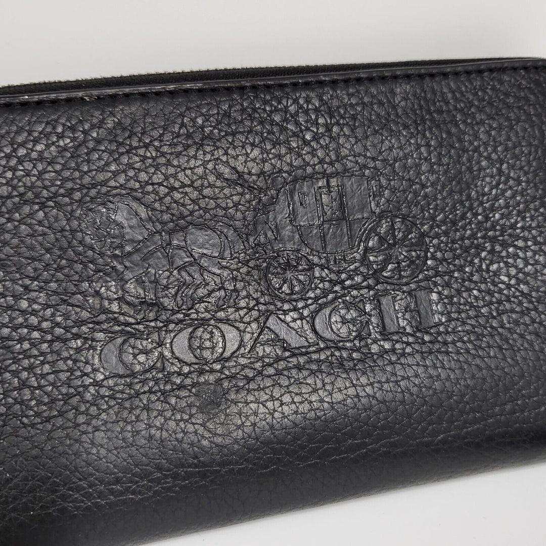 Coach Women's Zip Around Black Large Phone Wallet
