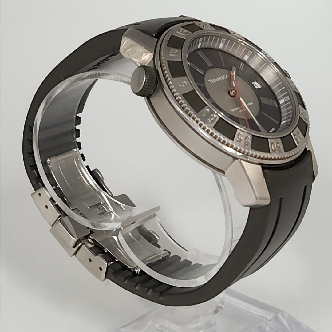 Tiffany & Co. T-57 Automatic Chronometer Stainless Steel & Rubber Strap Watch