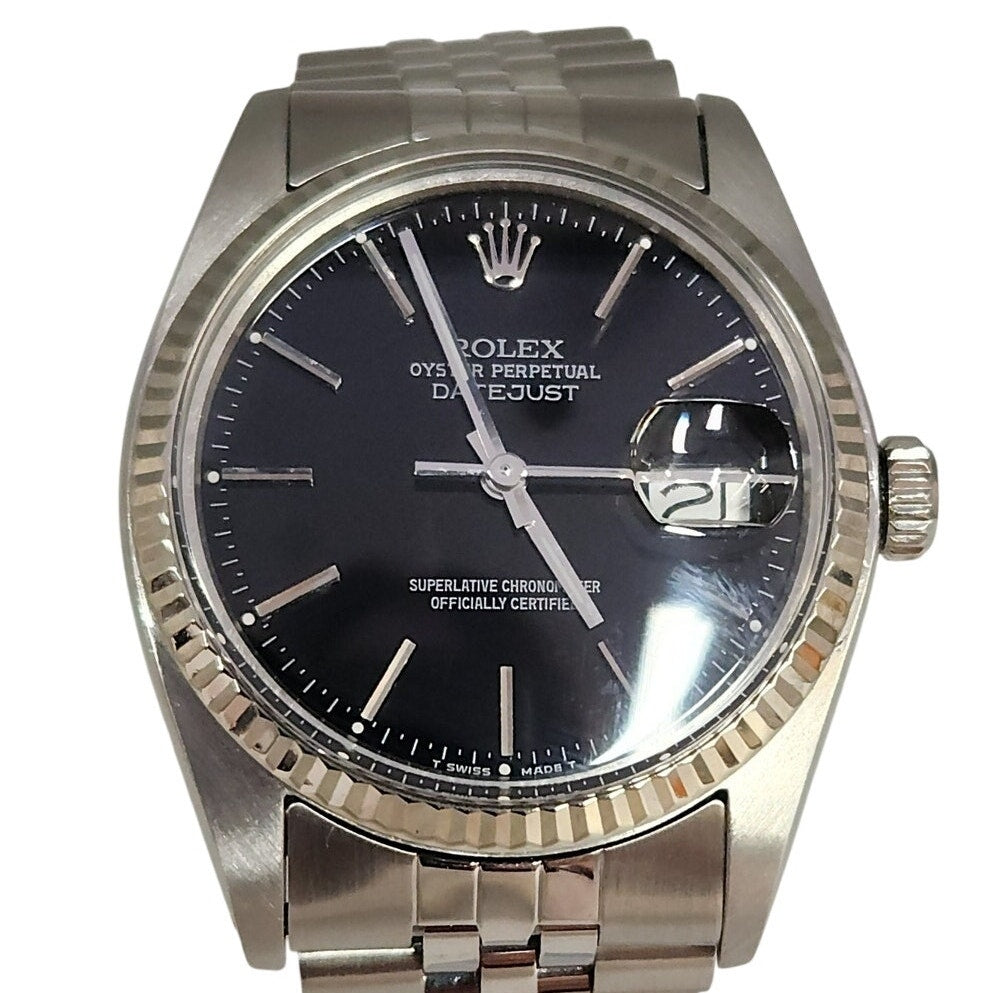 36MM Rolex 16014 Oyster Perpetual Datejust Jubilee Fluted White Gold Bezel