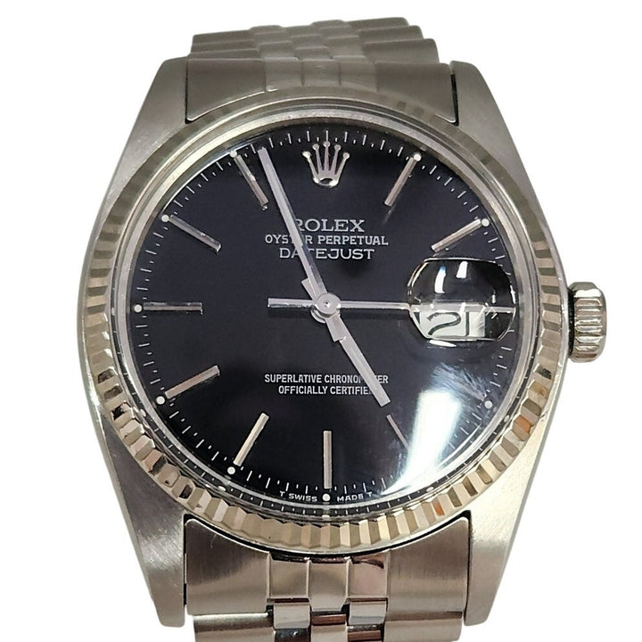 36MM Rolex 16014 Oyster Perpetual Datejust Jubilee Fluted White Gold Bezel
