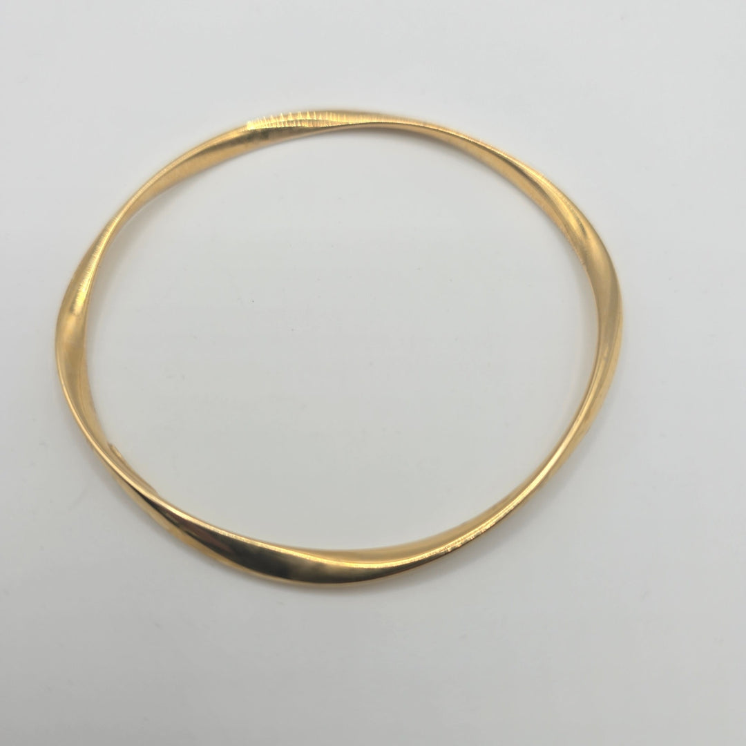 925 Sterling Silver Gold Plated Wavy Bangle Bracelet 4.8g