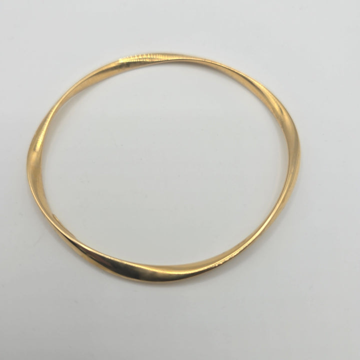 925 Sterling Silver Gold Plated Wavy Bangle Bracelet 4.8g