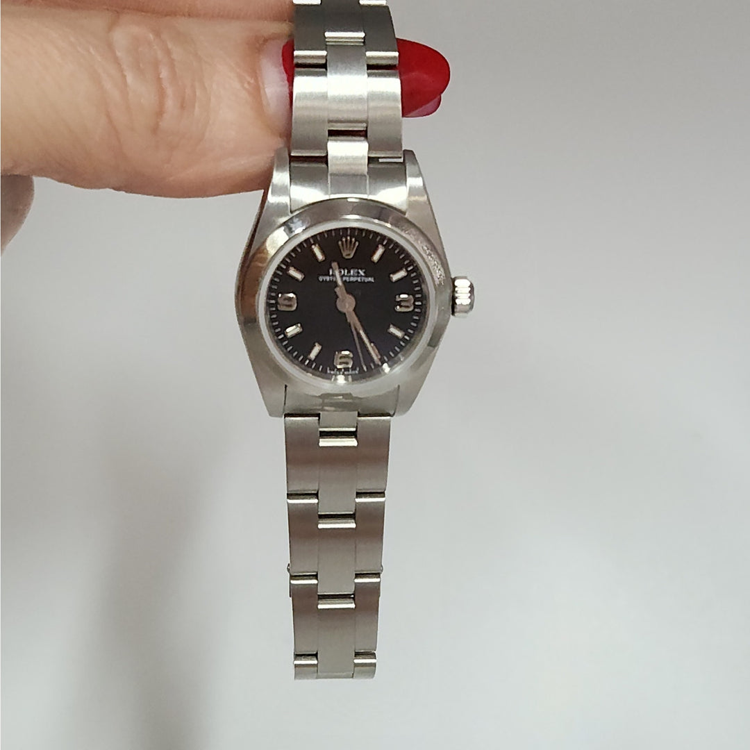 Rolex Oyster  Perpetual 26mm Ref.76080 SS Black Dial Classic Ladies Watch