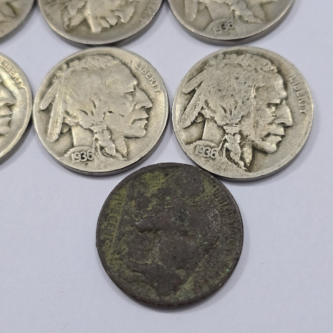 LOT OF 18 COINS MIXED Years Buffalo Nickels Circulated Ungraded Collectibles 5c
